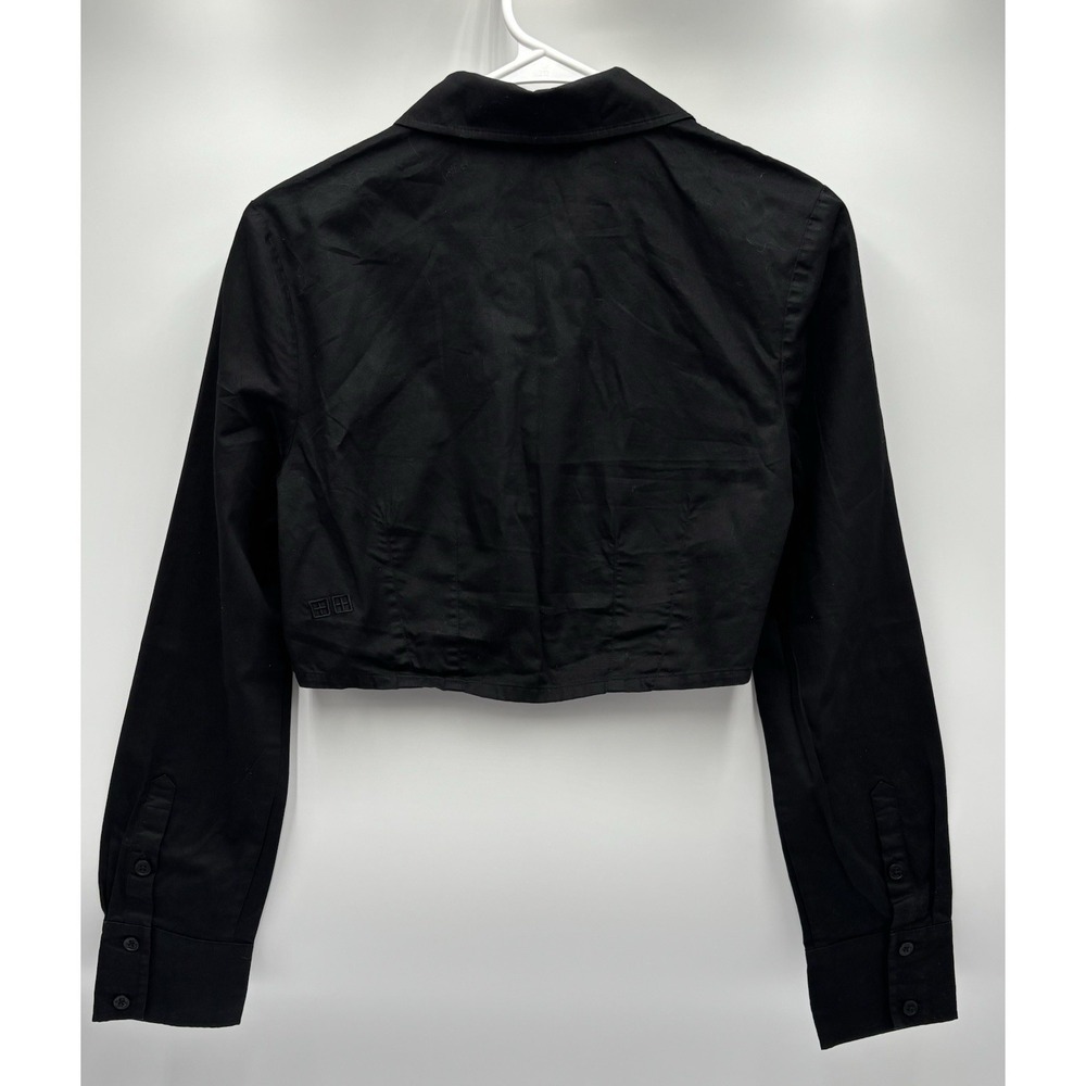 Ksubi Cropped Button Front Shirt Womens M Black Minimalist Luxury Cotton - Picture 5 of 11